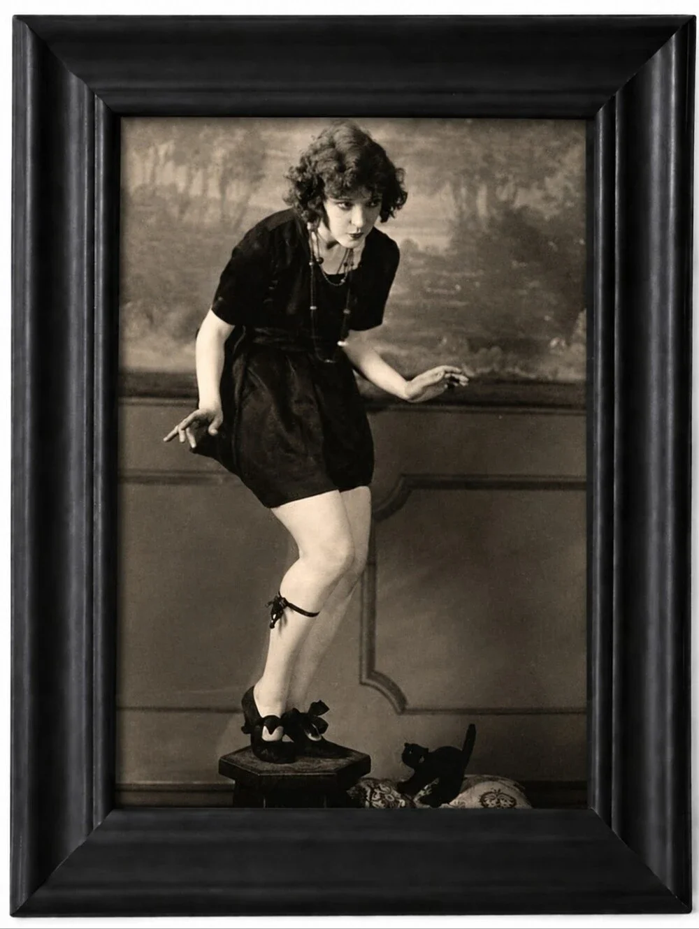 Vintage Woman Scared  Black Cat Wiccan Pagan Witchy Goth Cats Witchcraft Seance